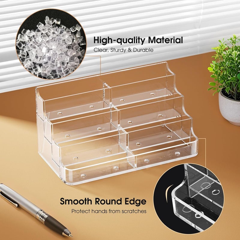 MaxGear Acrylic Business Card Holder for Desk Multiple Business Card Holders, Premium Cards Stand for Workspace, Clear Plastic Display Holder with 4 Tier for Office, 8 Pocket, 400 Cards Capacity - Image 4